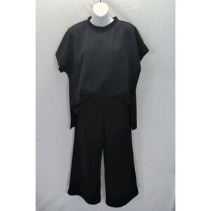See And Be Seen Set Black wide leg short sleeve‎ Boxy Lounge minimalist size SM